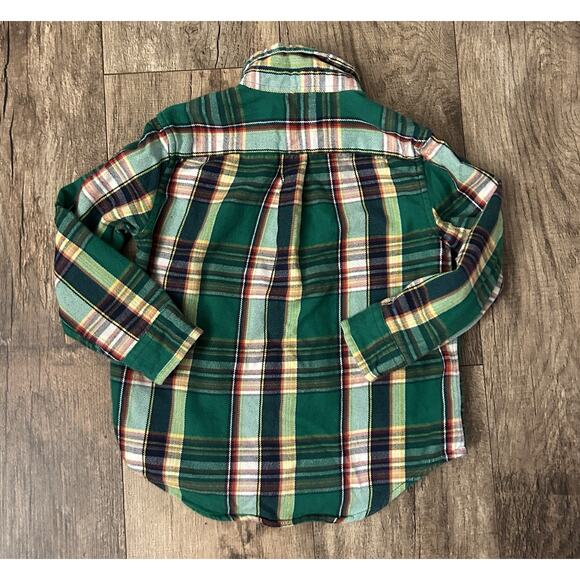 Ralph Lauren Boys 4T Plaid Flannel Button Down Long Sleeve Shirt Green Designer - Picture 10 of 11